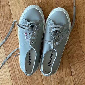 NWOT Superga Grey Leather Sneaker